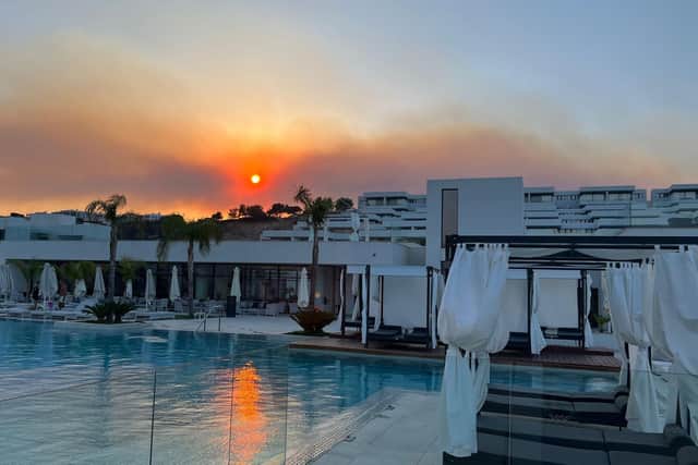 Mark said that "plumes of smoke" could be seen from his hotel in Lindos. Photo: Mark Cosgrove