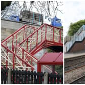 The Grade II listed footbridge at Garforth station (left) has been relocated to be replaced by a Beacon Bridge (right). Pictures: NW/Network Rail