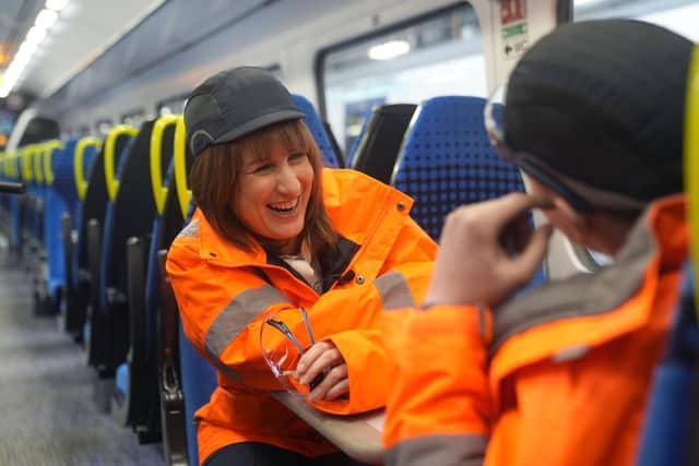 Chancellor Rachel Reeves during a visit to Neville Hill TrainCare Depot in Leeds.