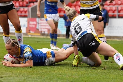Rhinos' double Grand Final try scorer and player of the match Caitlin Beevers is in England Women's World Cup squad. Picture by John Clifton/SWpix.com.