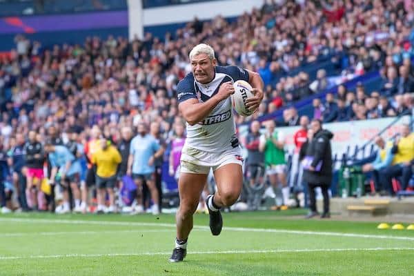 Ryan Hall breaks free to score for England against France. Picture by Allan McKenzie/SWpix.com.
