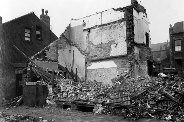 Flattened homes on Flaxton Terrace off Beeston Hill after air raids in April 1941.