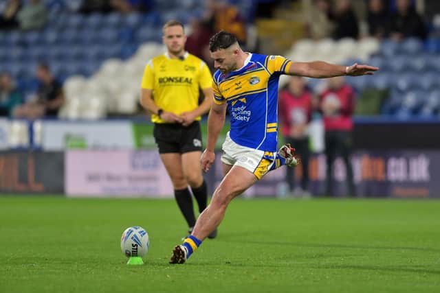 Goal kickers, like Leeds Rhinos' Jake Connor seen landing a conversion against Huddersfield Giants last season, will need to get cracking in 2026. Picture by Jonathan Gawthorpe.