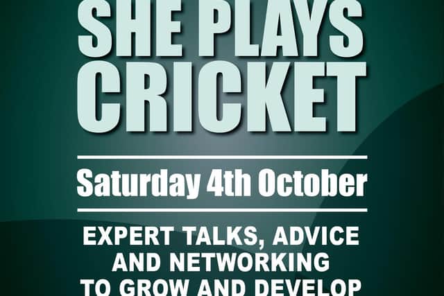 Flyer detailing 'She Plays Cricket' event