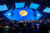 Leeds Rhinos' Ash Handley and the other five team captains on stage at a fans' event ahead of Saturday's Rugby League in Las Vegas triple-header. Picture by Alex Whitehead/SWpix.com.