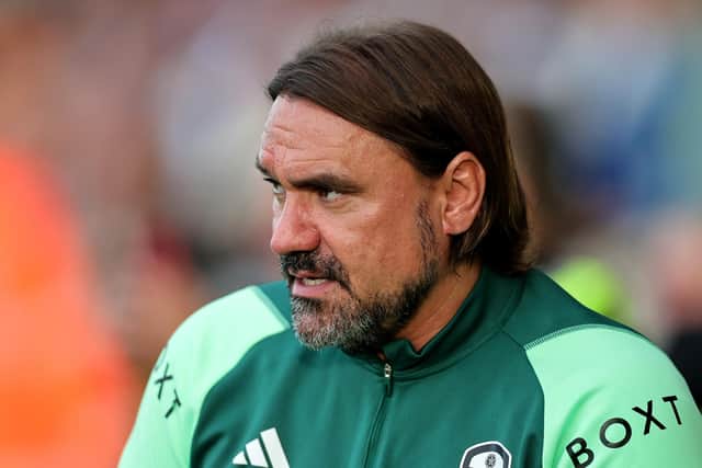 BURTON-UPON-TRENT, ENGLAND - JULY 27:   Daniel Farke, the Leeds United manager looks on during the pre-season friendly match between Nottingham Forest and Leeds United at the Pirelli Stadium on July 27, 2023 in Burton-upon-Trent, England. (Photo by David Rogers/Getty Images)
