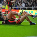 Jake Connor, seen scoring for Leeds Rhinos in their Super League semi-final loss to Warrington Wolves, has been left out of the England World Cup squad. Picture by Steve Riding.