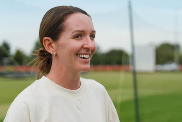 England and Lancashire cricket star Kate Cross joins Andrew 'Freddie' Flintoff as a coach in the latest series of Field of Dreams (Picture: BBC/South Shore)