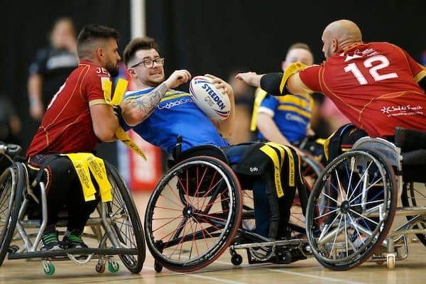 Josh Butler in action for Leeds Rhinos during last year's Wheelchair rugby league Challenge Cup final defeat by Catalans Dragons in Sheffield. Picture by Ed Sykes/SWpix.com.