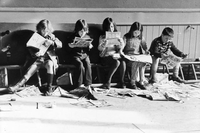 Leeds Free School pupils are pictured reading comics in February 1973.