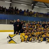 WINNERS: Leeds Knights celebrate their NIHL National title triiumph