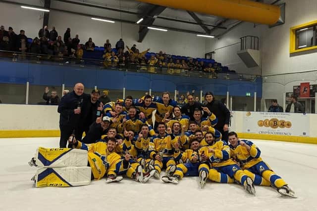 WINNERS: Leeds Knights celebrate their NIHL National title triiumph