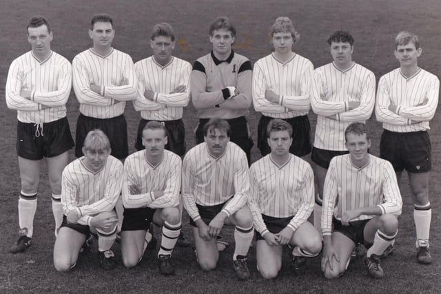 TS Harrison who played in the Heckmondwike County Amateur League pictured in December 1993. Back row, from left, are Tim Riordan, Rod Fisher, Des Squires, Paul Gomersall, Philip Thompson, Andy Jones and Willie Porter. Front row, from left, are Jon Jackson, Martin Crossley, Jerry Knowles, Les Hawker and Robert Toulson.