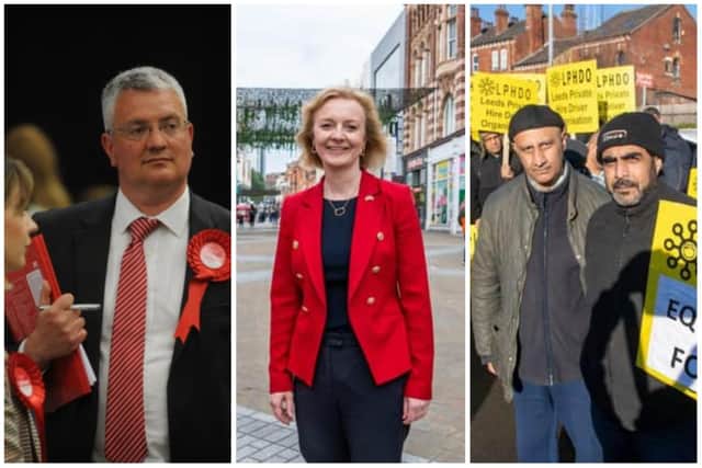 Council leader James Lewis at the local election count, former Prime Minister Liz Truss visits Leeds during her campaign and Leeds taxi drivers stage a protest.