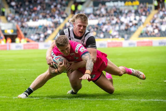 Liam Sutcliffe, seen scoring against Hull, has thrived under coach Rohan Smith. Picture by Bruce Rollinson.