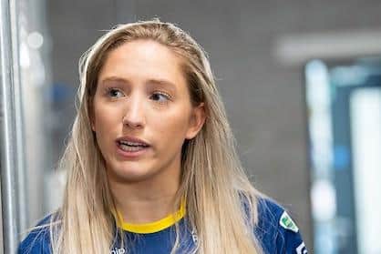 Leeds Rhinos' Caitlin Beevers, interviewed during a media event to promote Sunday's Challenge Cup semi-finals at Headingley. Picture by Allan McKenzie/SWpix.com.