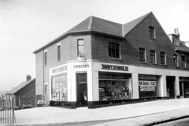 Thrift Stores Ltd at the junction of Kirkstall Hill with Burley Wood Lane in September 1935.