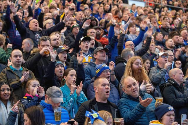 Fans at Leeds Rhinos' home game agianst Warrington Wolves in April. Picture by Bruce Rollinson.