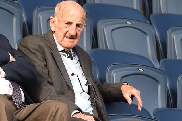 Leeds Rhinos club legend Lewis Jones, who has died aged 92, in the main stand at his beloved AMT Headingley. Picture by Andrew Varley/Varley Picture Agency.