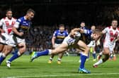 Jimmy Keinhorst scores for Leeds Rhinos against St Helens at Headingley in September, 2015. Picture by Alex Whitehead/SWpix.com.