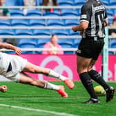 Leeds Rhinos' Brodie Croft celebrates scoring against Bradford Bulls. Sponsors Betfred donated £180 to the MND Association for every try celebration at Magic Weekend. Picture by Alex Whitehead/SWpix.com.