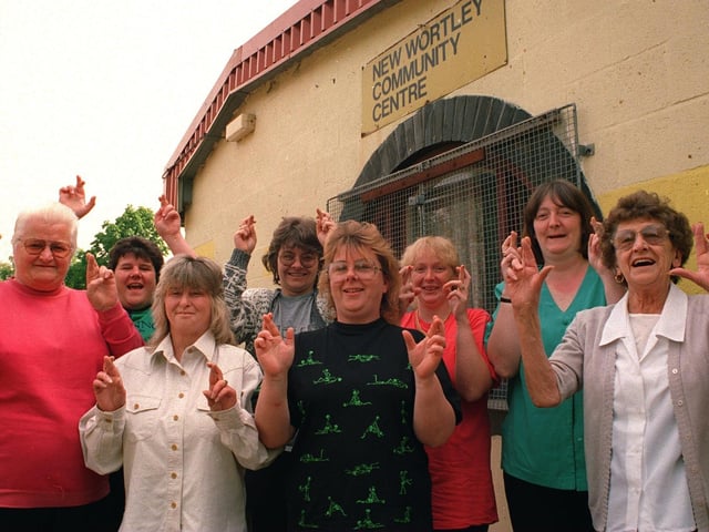 New Wortley Community Centre committee celebrate in June 1996 after being awarded £125,000 by National Lottery.