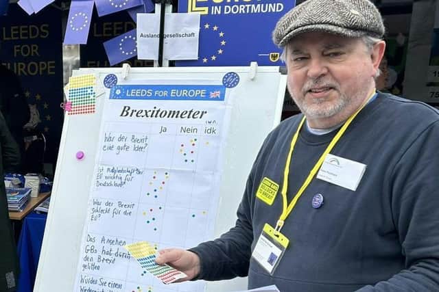 Contributor Peter Packham in Dortmund with Leeds for Europe's German language 'Brexitometer'