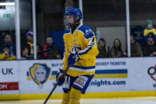 ON THE RISE: Tate Shudra showed he was good enough to deal with what NIHL National could throw at him and returns on a full-time basis for Leeds Knights. Picture courtesy of Oliver Portamento/Leeds Knights.