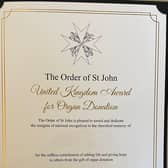 The Scroll signed by HRH The Duke of Gloucester Grand Prior of the Order of St John