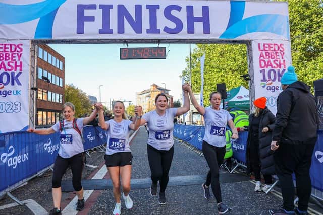 Runners finishing last year’s Leeds Abbey Dash 10k for Age UK