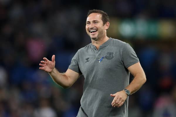 LIVERPOOL, ENGLAND - JULY 29: Everton manager Frank Lampard reacts during the Pre-Season Friendly match between Everton and Dynamo Kyiv at Goodison Park on July 29, 2022 in Liverpool, England. (Photo by Jan Kruger/Getty Images)