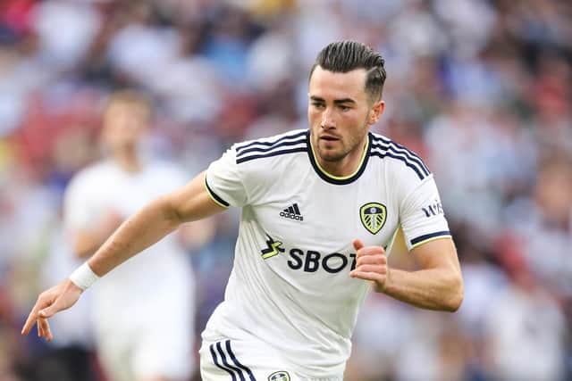 BRISBANE, AUSTRALIA - JULY 17: Jack Harrison of Leeds United during the 2022 Queensland Champions Cup match between Aston Villa and Leeds United at Suncorp Stadium on July 17, 2022 in Brisbane, Australia. (Photo by Matthew Ashton - AMA/Getty Images)