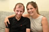 Sunday's 745 Game was inspired by Rob Burrow, seen with his wife Lindsey in 2021. Picture by Steve Riding.