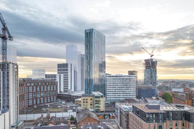A computer generated image of the planned new build tower on the ‘100MC’ site, close to the Merrion Centre, Leeds. (Photo supplied on behalf of TCS/Stevie Campbell)