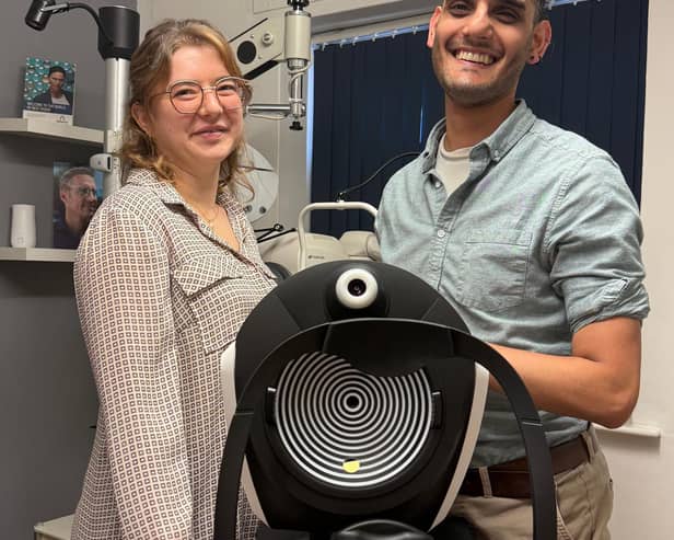 L-R Emily Denman and Fezan Iqbal of Paul Rutter Opticians