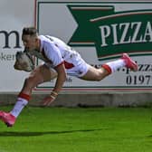 Jack Broadbent was a try scorer for England Knights against Jamaica at Castleford last October.  Picture by Bruce Rollinson.