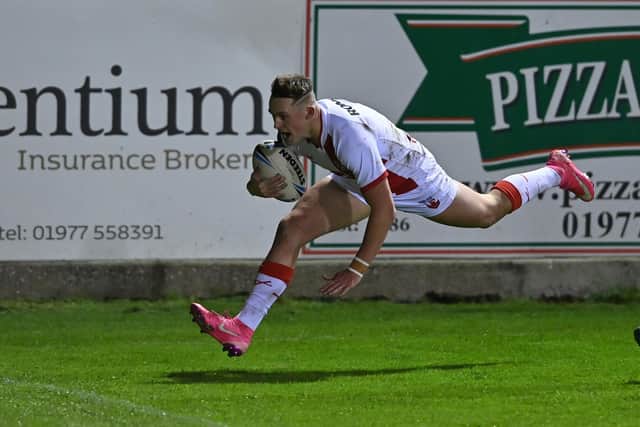 Jack Broadbent was a try scorer for England Knights against Jamaica at Castleford last October.  Picture by Bruce Rollinson.
