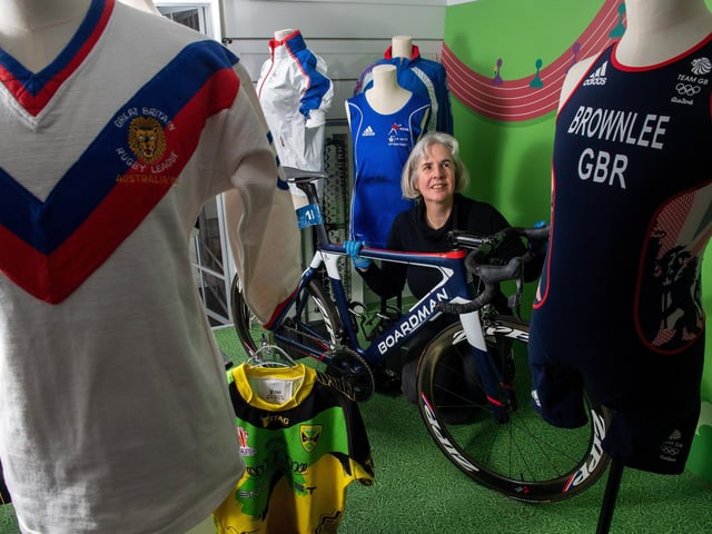 Included as part of the exhibit are the bike and kit belonging to Horsforth’s Alistair Brownlee, the only athlete to hold two Olympic triathlon titles.