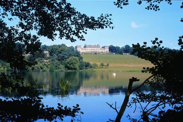 Harewood House from the lake side credit Harewood House Trust