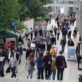 A general view of students on a university campus in Yorkshire.