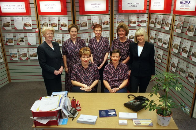 Staff at Halifax Property Services on Austhorpe Road in June 1998. Manager Beverley Kitchen (right) is pictured with her team, from left , Wendy Redman ,Kelly Gregson , Fiona Cole , Liz Khan , Linden Jenkins and Tracy Armitage.