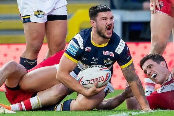 Jamies Bentley's disallowed try was one of a number of controversial decisions in Leeds' loss to Salford. Picture by Allan McKenzie/SWpix.com.