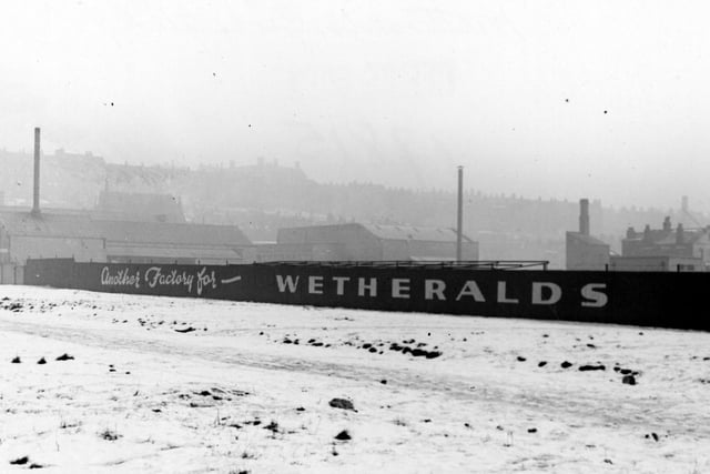The site for new Wetherald's (painters & decorators) factory, in Light Industrial Area on Kirkstall Road in January 1951. Other factories and houses can be faintly seen in the background.