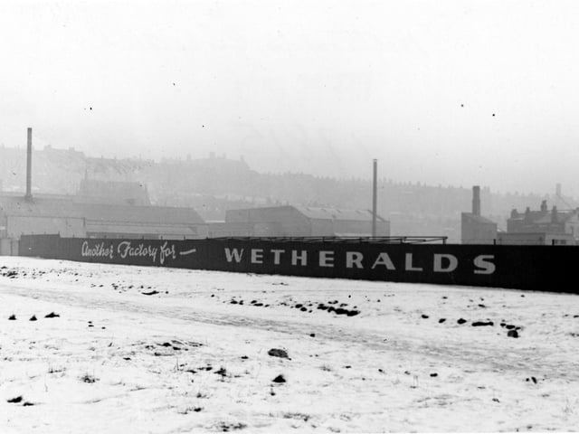 The site for new Wetherald's (painters & decorators) factory, in Light Industrial Area on Kirkstall Road in January 1951. Other factories and houses can be faintly seen in the background.