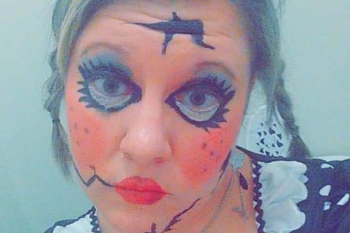 Alyson Louise Shipp shared this great doll costume with amazing makeup.