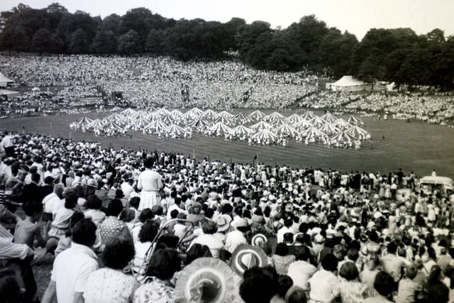 Roundhay Park. Children’s Day. I was in the country dancing and the Scottish dancing. This was 70 years ago. I loved all the floats dressed up it was something else,they all came together in the arena at the park loved it"- Pauline Ward.