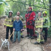 The dog was reunited with the owner's father after being located by fire crews