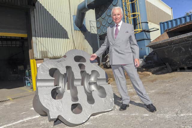 Sir Andrew Cook at William Cook Cast Products in Sheffield.