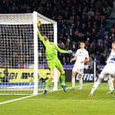 WONDER SAVE: Leeds United 'keeper Illan Meslier somehow keeps out Kiernan Dewsbury-Hall's header in the 95th minute of Friday night's 1-0 Championship victory at Leicester City. Photo by Nick Potts/PA Wire.