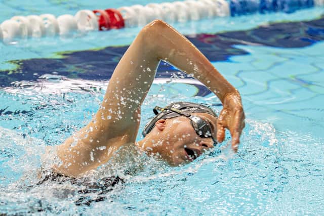 Making waves: City of Leeds swimmer and European junior champion Leah Schlosshan training  at the Leeds Aquatic Centre ahead of the British Championships in Sheffield next week (Picture: Tony Johnson)